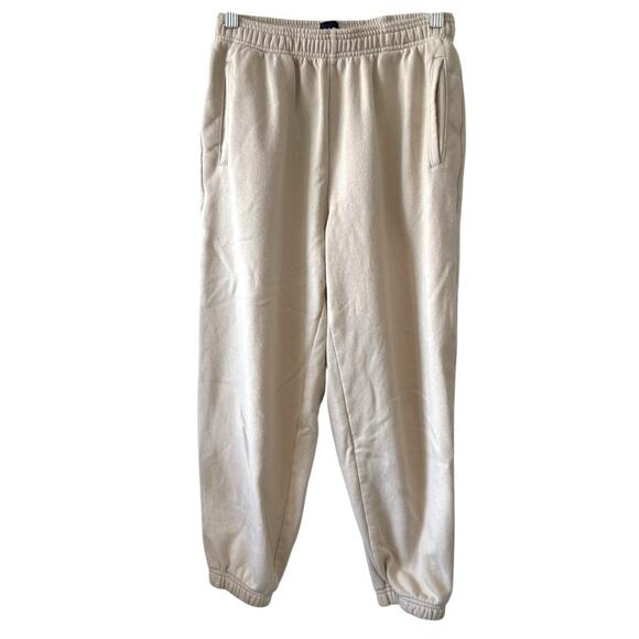 GAP XS Petite Fleece Lined High Rise Joggers in Moonstone Beige - Picture 1 of 5
